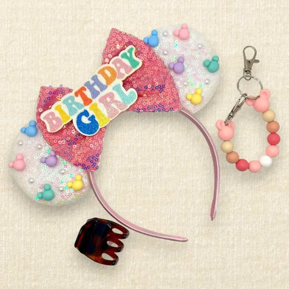 Pastel Mickey Bead Birthday Girl Minnie Ears | Disney-Inspired Mouse Ears